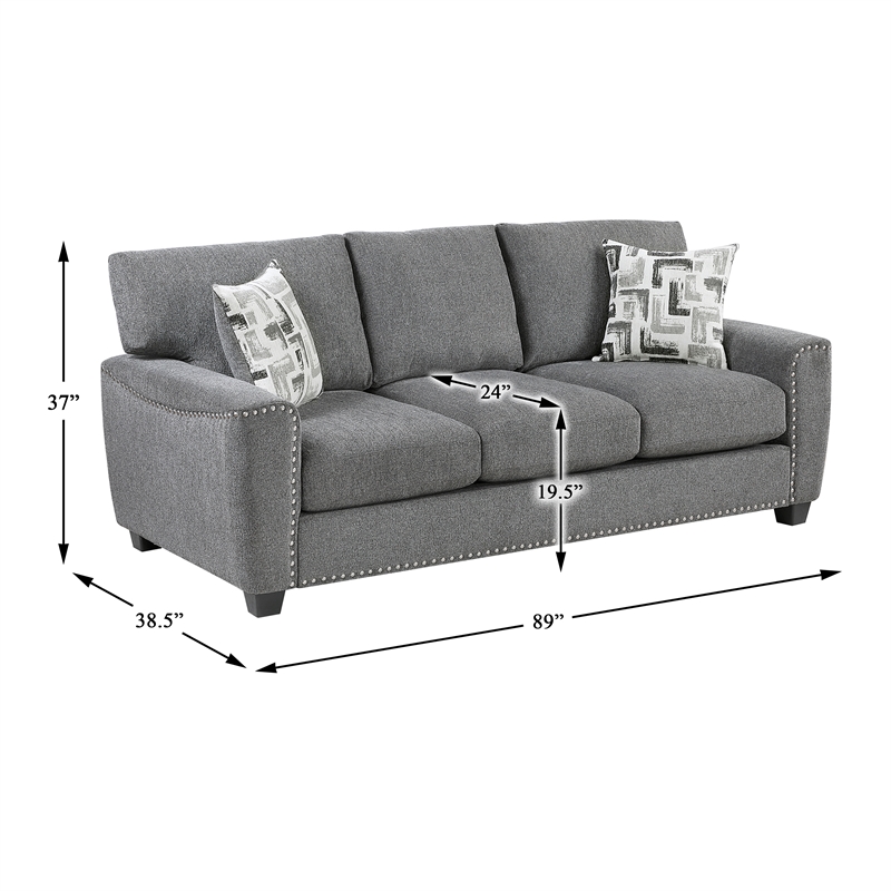 Lexicon Isabel Chenille Fabric Upholstered Love Seat in Dark Gray