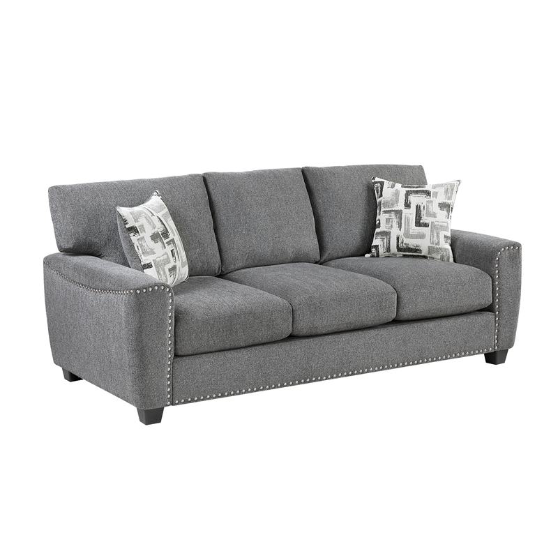 Lexicon Isabel Chenille Fabric Upholstered Love Seat in Dark Gray