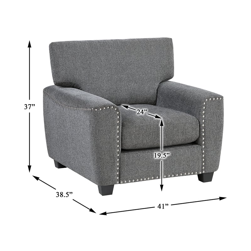 Lexicon Isabel Chenille Fabric Upholstered Sofa in Dark Gray