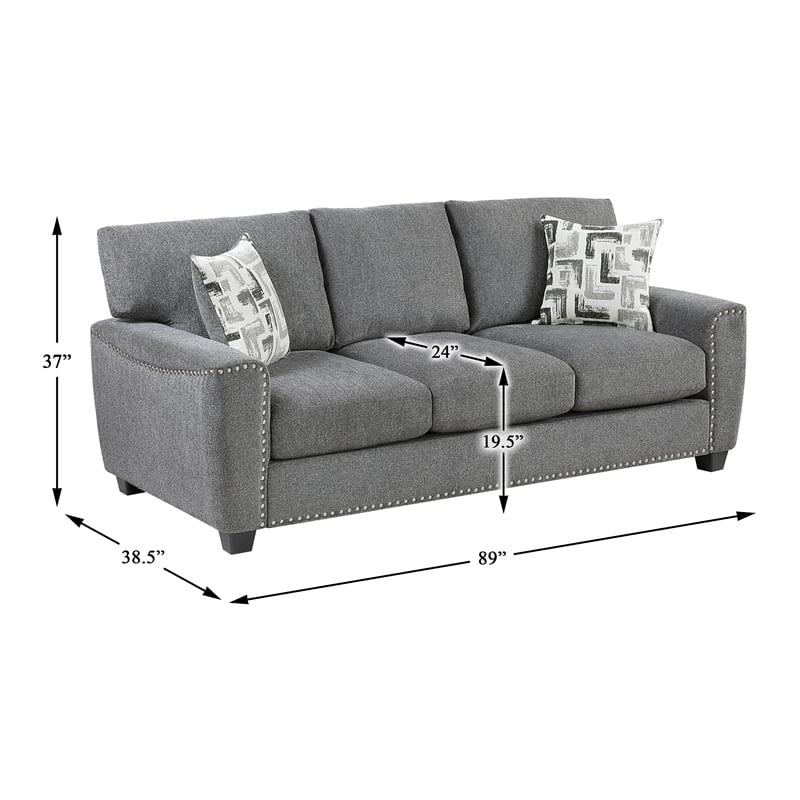 Lexicon Isabel Chenille Fabric Upholstered Sofa in Dark Gray