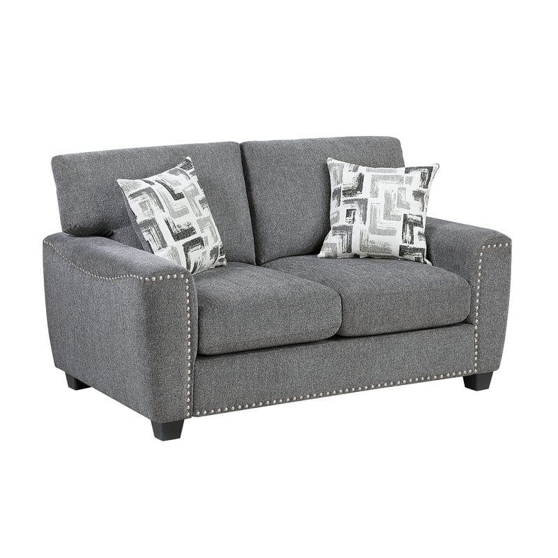 Lexicon Isabel Chenille Fabric Upholstered Sofa in Dark Gray