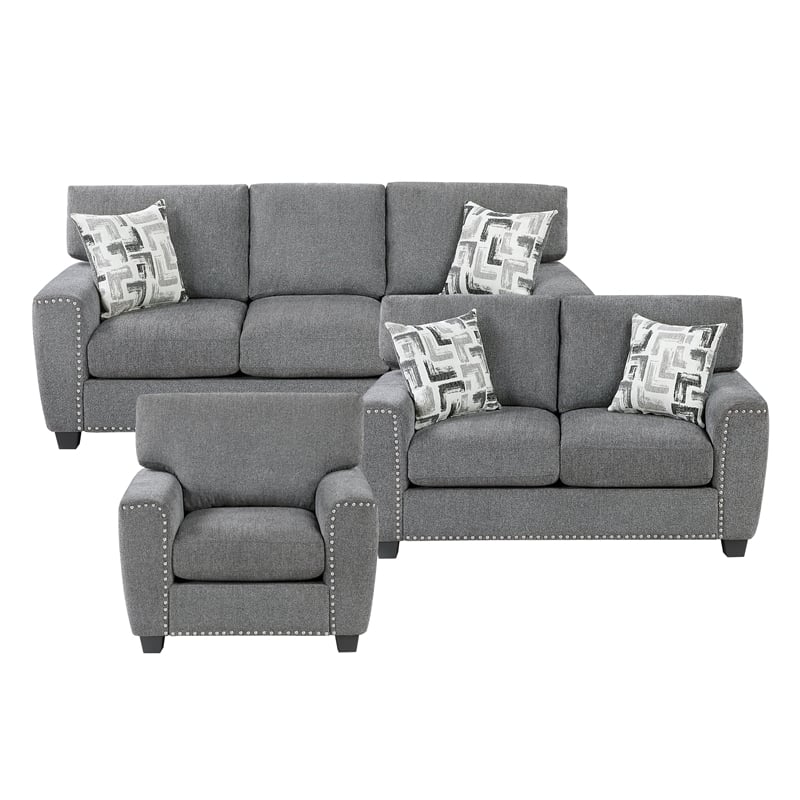 Lexicon Isabel Chenille Fabric Upholstered Sofa in Dark Gray