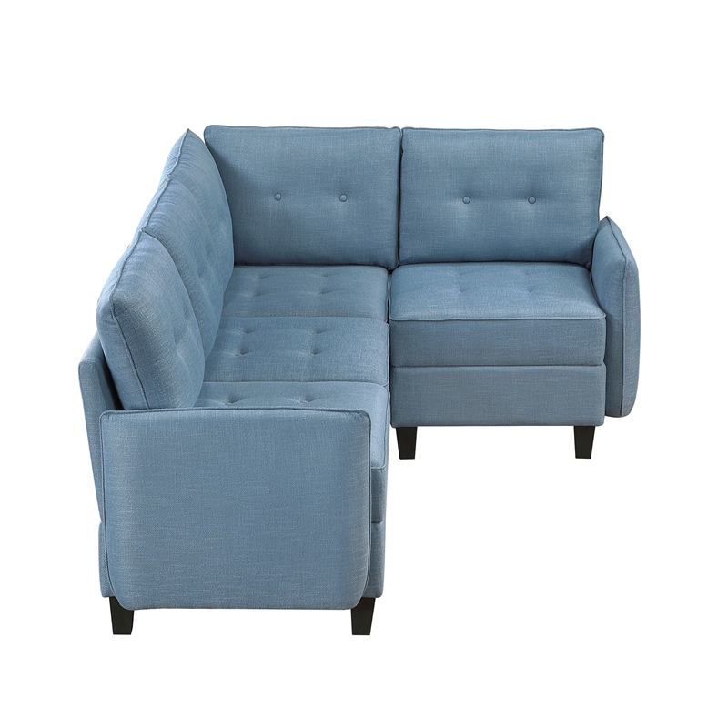 Lexicon Garren Textured 4-Piece Sectional with Storage in Blue