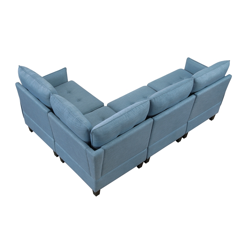 Lexicon Garren Textured 4-Piece Sectional with Storage in Blue
