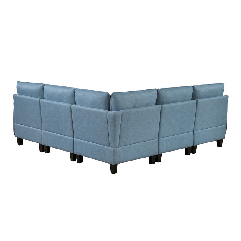 Lexicon Garren Textured 5-Piece Sectional with Storage in Blue