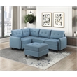 Lexicon Garren Textured 5-Piece Sectional with Storage and Ottoman in Blue