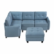 Lexicon Garren Textured 5-Piece Sectional with Storage and Ottoman in Blue