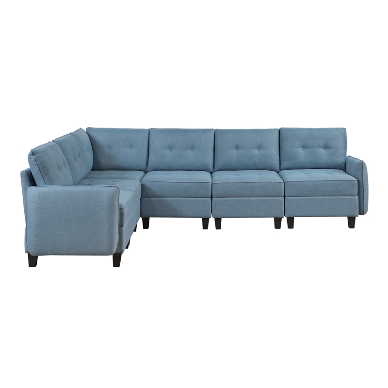 Lexicon Garren Textured 6-Piece Sectional with Storage in Blue