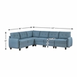 Lexicon Garren Textured 6-Piece Sectional with Storage in Blue