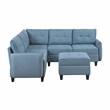 Lexicon Garren Textured 6-Piece Sectional with Storage and Ottoman in Blue