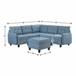 Lexicon Garren Textured 6-Piece Sectional with Storage and Ottoman in Blue