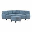 Lexicon Garren Textured 6-Piece Sectional with Storage and Ottoman in Blue