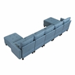 Lexicon Garren Textured 7-Piece Sectional with Storage and Two Ottomans in Blue