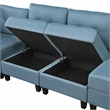 Lexicon Garren Textured 7-Piece Sectional with Storage and Two Ottomans in Blue
