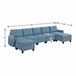 Lexicon Garren Textured 7-Piece Sectional with Storage and Two Ottomans in Blue
