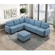 Lexicon Garren Textured 7-Piece Sectional with Storage and Ottoman in Blue