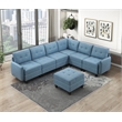Lexicon Garren Textured 7-Piece Sectional with Storage and Ottoman in Blue