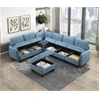 Lexicon Garren Textured 7-Piece Sectional with Storage and Ottoman in Blue