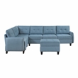 Lexicon Garren Textured 7-Piece Sectional with Storage and Ottoman in Blue