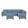 Lexicon Garren Textured 7-Piece Sectional with Storage and Ottoman in Blue