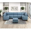 Lexicon Garren Textured 8-Piece Sectional with Storage and Ottoman in Blue