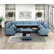 Lexicon Garren Textured 8-Piece Sectional with Storage and Ottoman in Blue