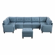 Lexicon Garren Textured 8-Piece Sectional with Storage and Ottoman in Blue