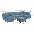 Lexicon Garren Textured 8-Piece Sectional with Storage and Ottoman in Blue