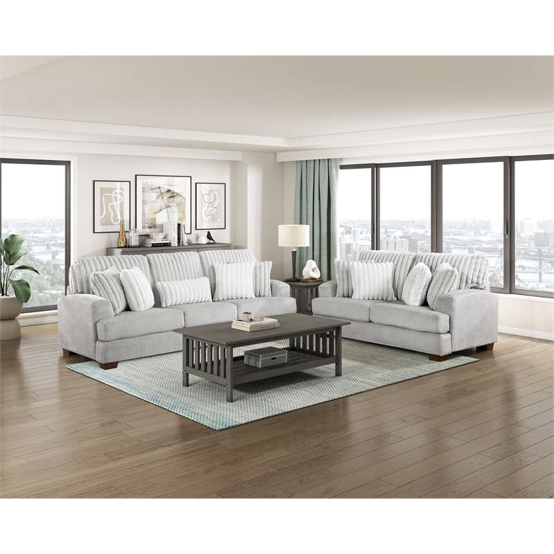 Lexicon Santiago Microfiber Upholstered Love Seat in Light Gray