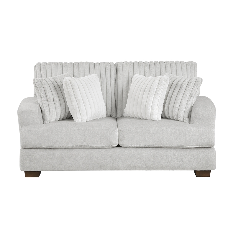 Lexicon Santiago Microfiber Upholstered Love Seat in Light Gray