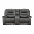 Lexicon Oberon Microfiber Double Reclining Love Seat in Dark Gray