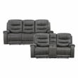 Lexicon Oberon Microfiber Double Reclining Love Seat in Dark Gray