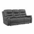 Lexicon Oberon Microfiber Double Reclining Sofa in Dark Gray