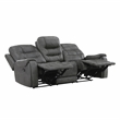 Lexicon Oberon Microfiber Double Reclining Sofa in Dark Gray