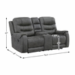 Lexicon Oberon Microfiber Double Reclining Sofa in Dark Gray