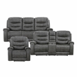 Lexicon Oberon Microfiber Double Reclining Sofa in Dark Gray