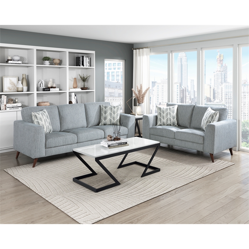 Lexicon Broadway Chenille Fabric Upholstered Love Seat in Blue-Gray