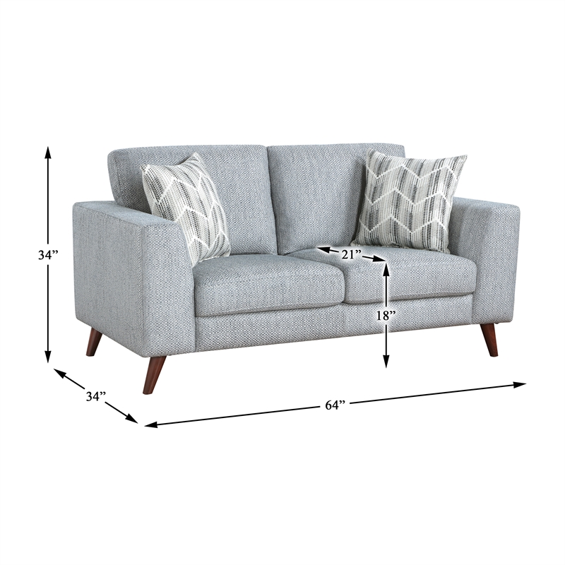 Lexicon Broadway Chenille Fabric Upholstered Love Seat in Blue-Gray