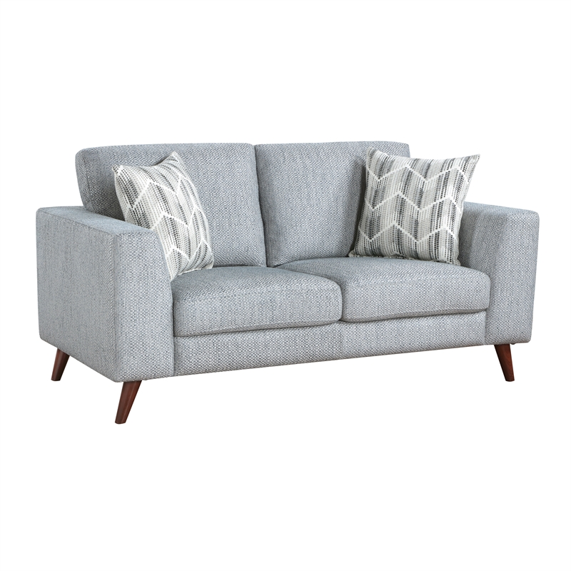 Lexicon Broadway Chenille Fabric Upholstered Love Seat in Blue-Gray