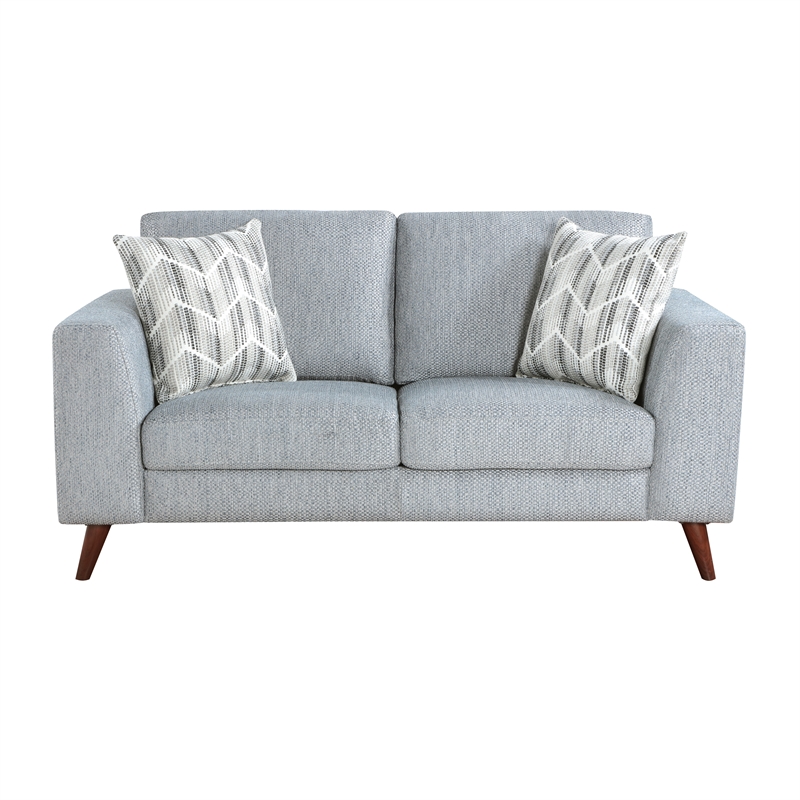 Lexicon Broadway Chenille Fabric Upholstered Love Seat in Blue-Gray