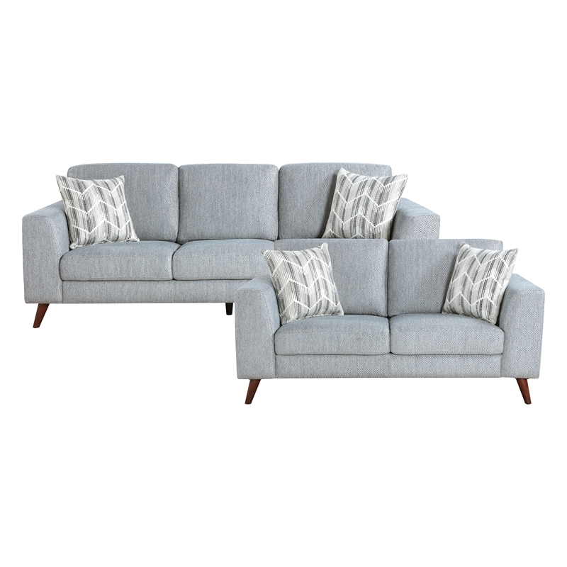 Lexicon Broadway Chenille Fabric Upholstered Love Seat in Blue-Gray