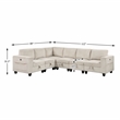 Lexicon Walterboro Corduroy 6-Piece Sectional with Storage in Beige