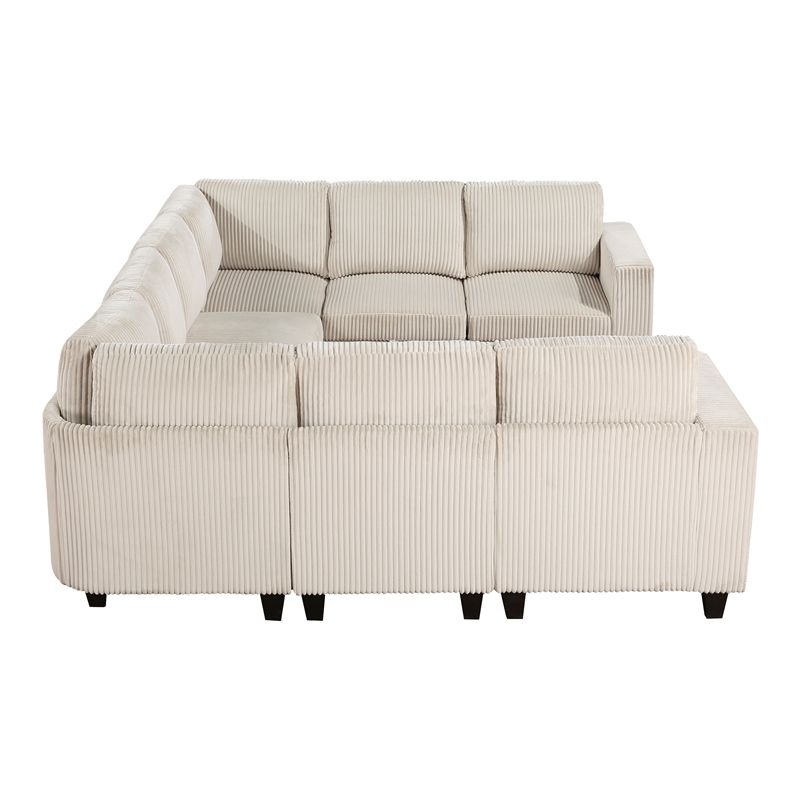 Lexicon Walterboro Corduroy 8-Piece Sectional with Storage in Beige