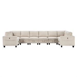 Lexicon Walterboro Corduroy 8-Piece Sectional with Storage in Beige