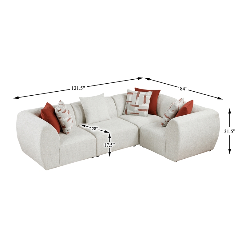 Lexicon Franz Chenille 4-Piece Modular Sectional in Beige