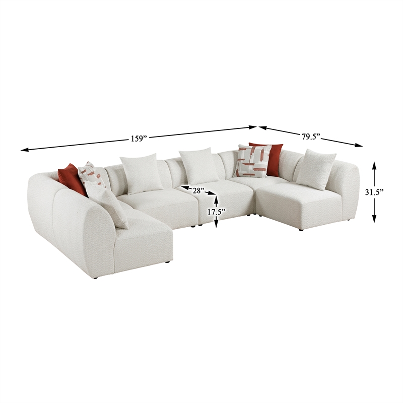 Lexicon Franz Chenille 6-Piece Modular Sectional in Beige