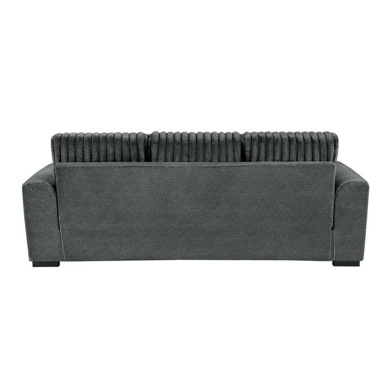 Lexicon Athena Textured Fabric Upholstered Sofa in Dark Gray