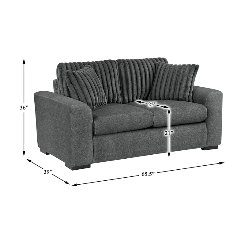 Lexicon Athena Textured Fabric Upholstered Sofa in Dark Gray