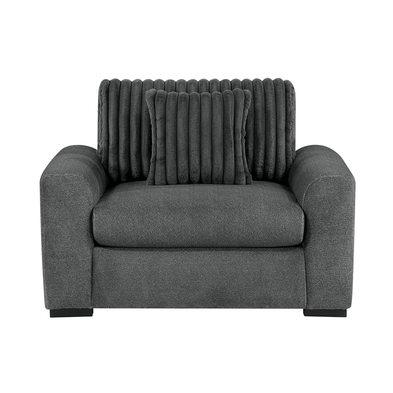 Lexicon Athena Textured Fabric Upholstered Sofa in Dark Gray