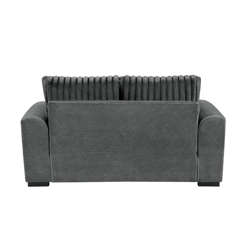 Lexicon Athena Textured Fabric Upholstered Sofa in Dark Gray